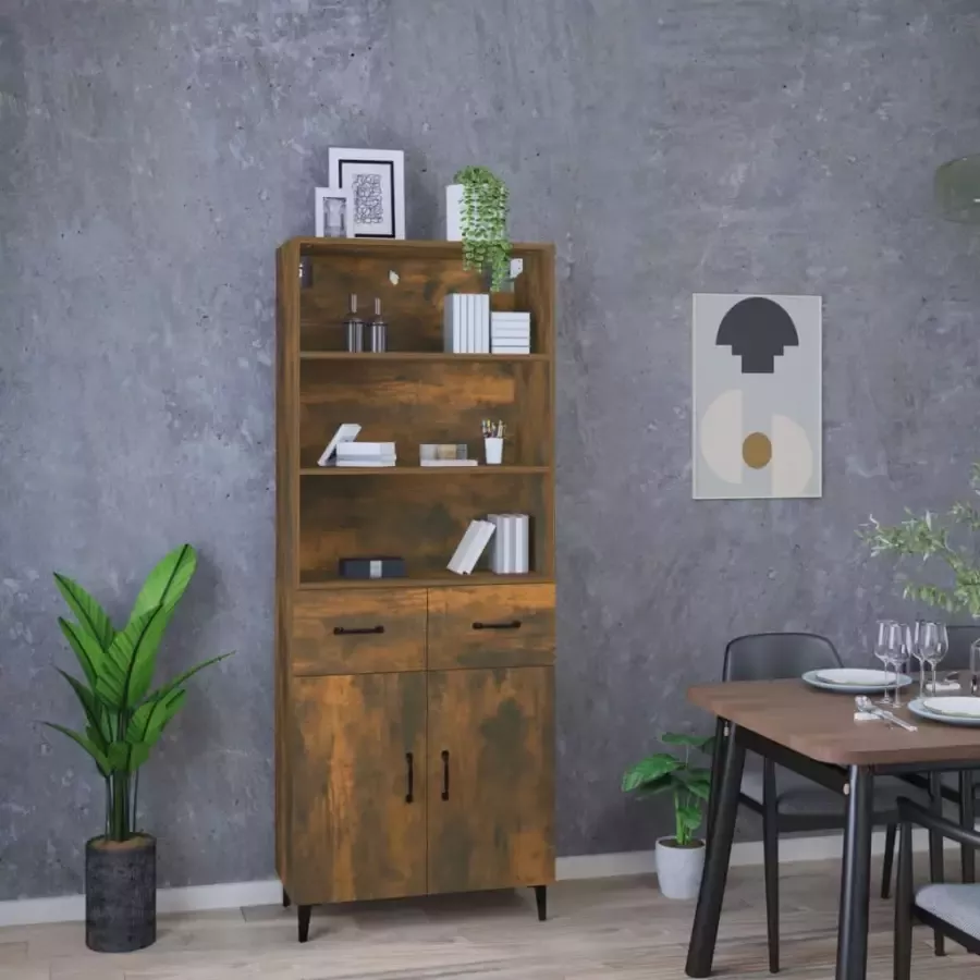 VidaXL Hoge kast bewerkt hout gerookt eikenkleurig - Foto 2
