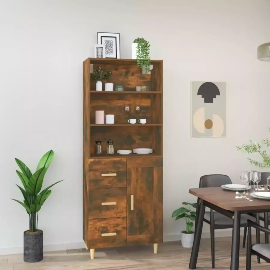 VidaXL Hoge kast bewerkt hout gerookt eikenkleurig - Foto 2