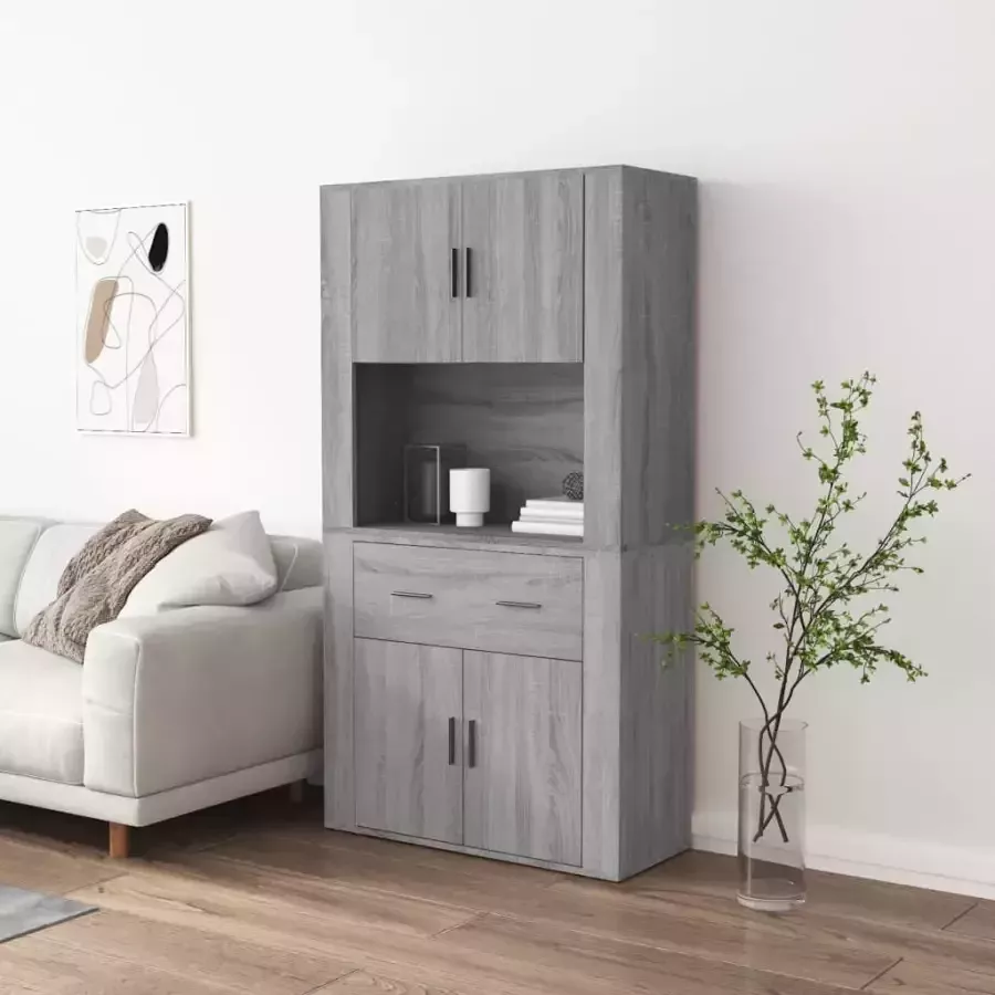 LuxerLiving vidaXL Hoge kast bewerkt hout grijs sonoma eikenkleurig - Foto 5