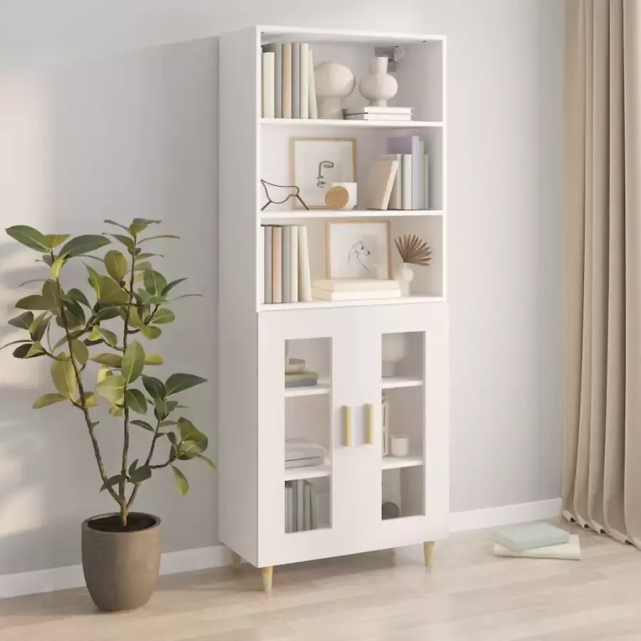 VidaXL Hoge kast bewerkt hout wit - Foto 15