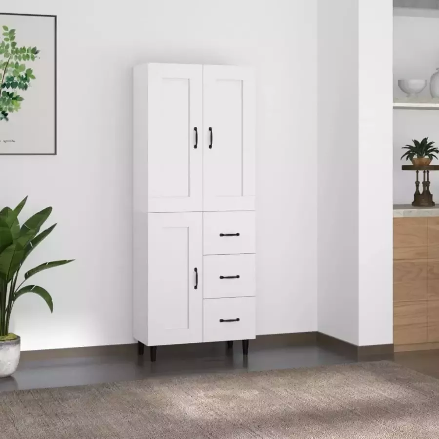 VidaXL Hoge kast bewerkt hout wit - Foto 19
