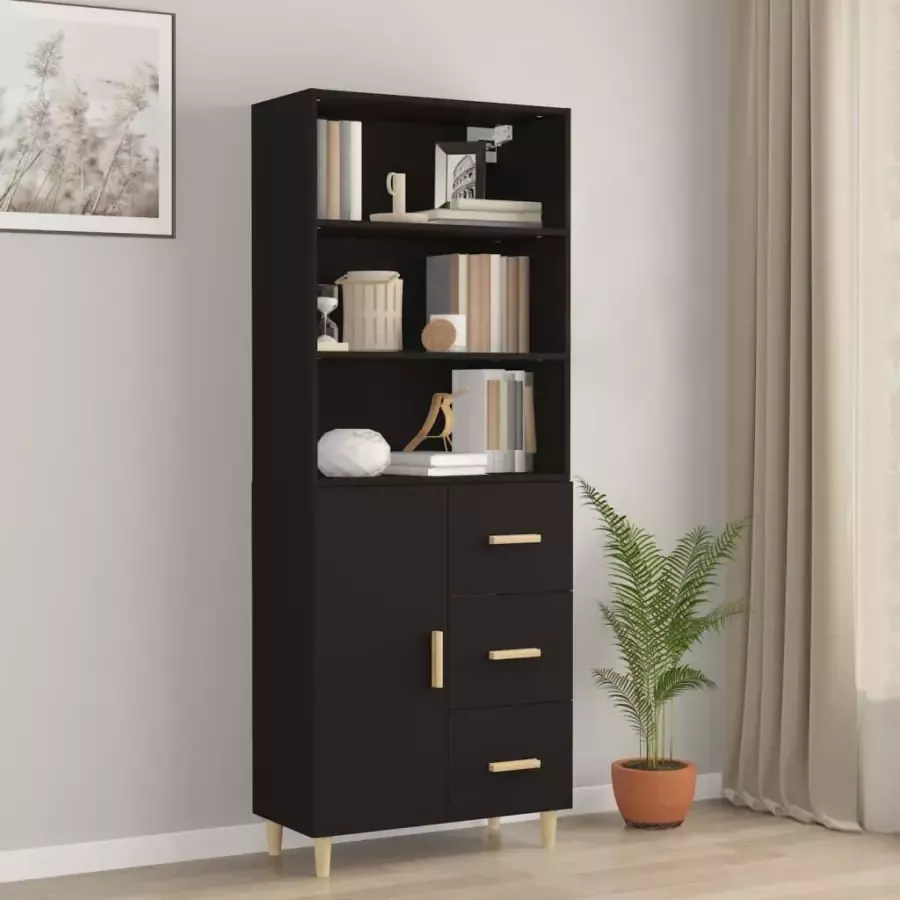 VidaXL Hoge kast bewerkt hout zwart - Foto 10