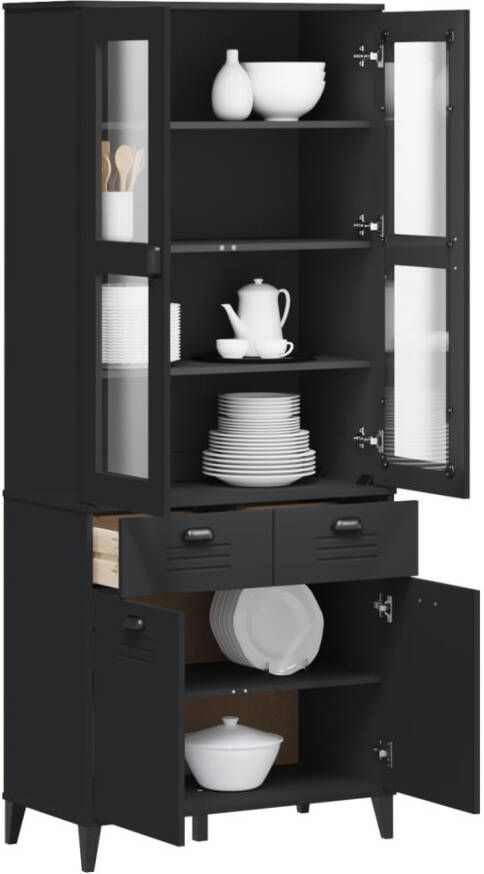 VidaXL -Hoge-kast-VIKEN-80x40x190-cm-massief-grenenhout-zwart - Foto 3