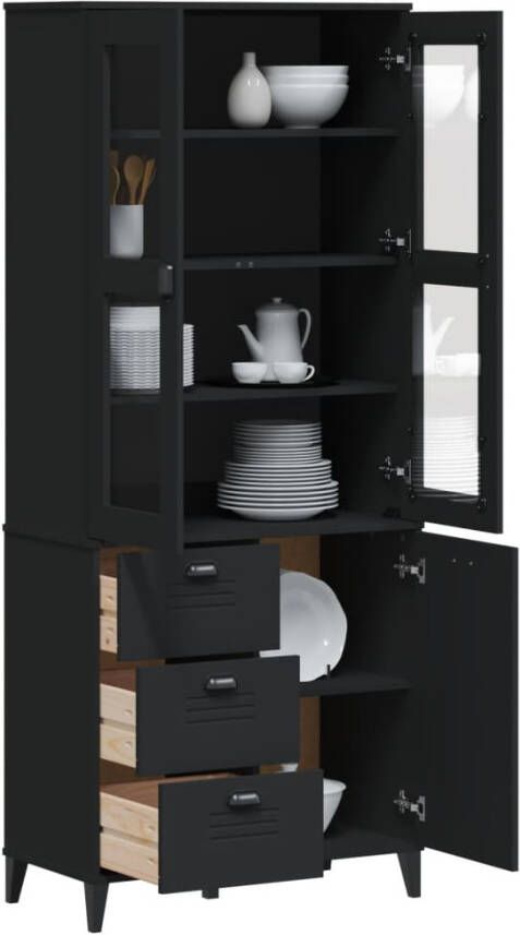 VidaXL -Hoge-kast-VIKEN-80x40x190-cm-massief-grenenhout-zwart - Foto 2