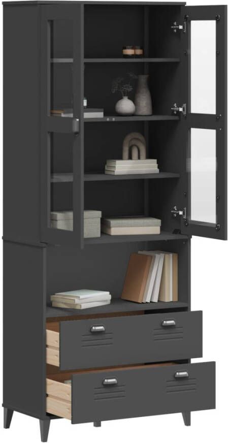 VidaXL -Hoge-kast-VIKEN-80x40x200-cm-massief-grenenhout-antracietgrijs - Foto 2