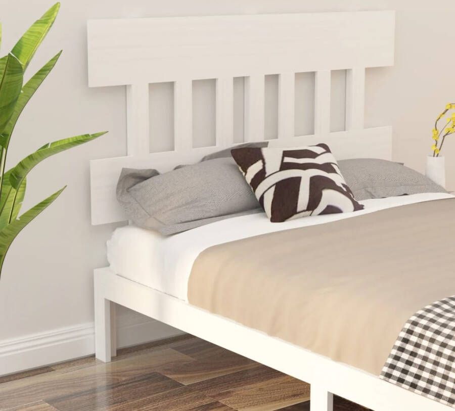 VidaXL Hoofdbord 123 5x3x81 cm massief grenenhout wit - Foto 3