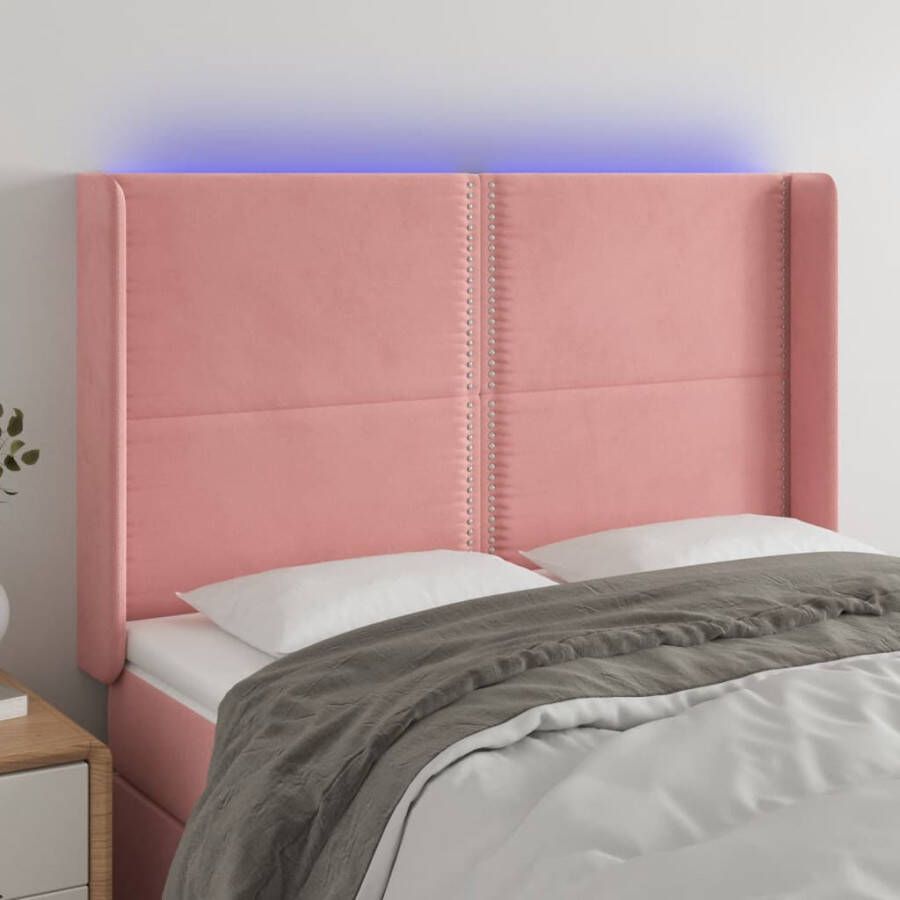 VIDAXL Hoofdbord LED 147x16x118 128 cm fluweel roze - Foto 3