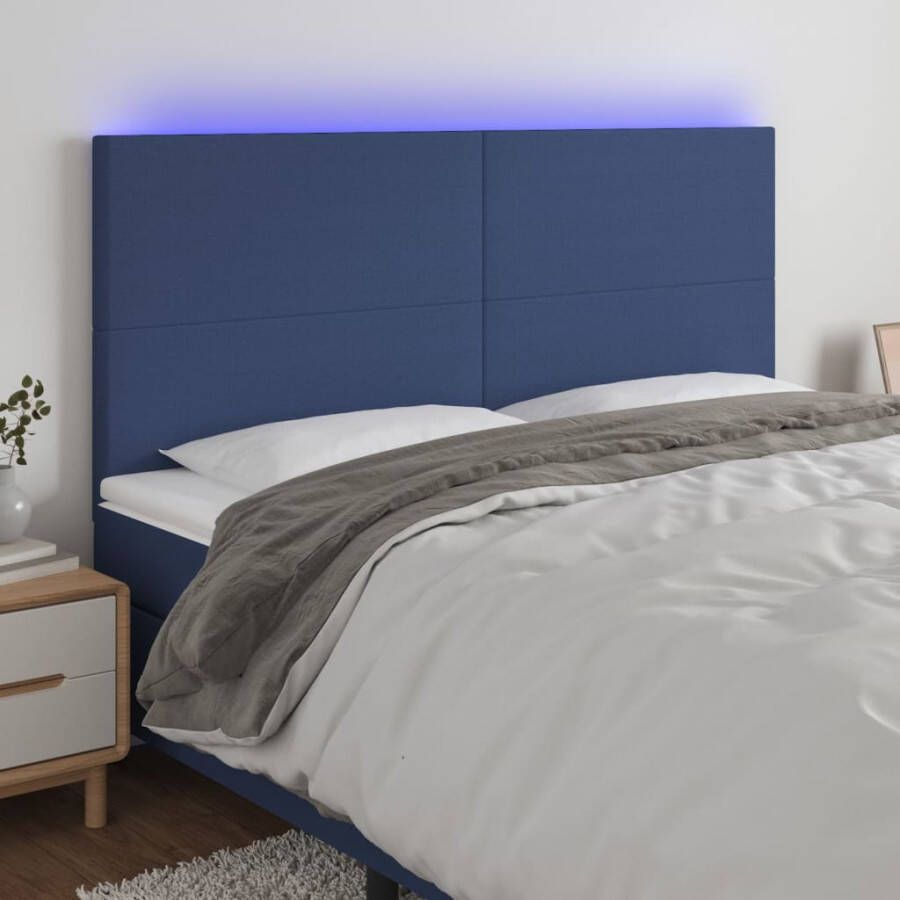 VIDAXL Hoofdbord LED 160x5x118 128 cm stof blauw