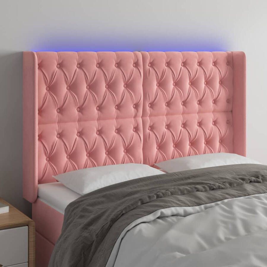 VIDAXL Hoofdbord LED 163x16x118 128 cm fluweel roze - Foto 2