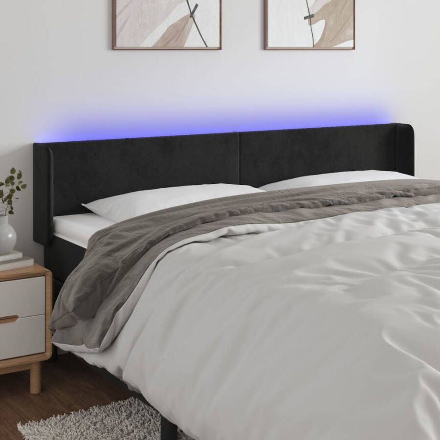 VidaXL Hoofdbord LED 163x16x78 88 cm fluweel zwart