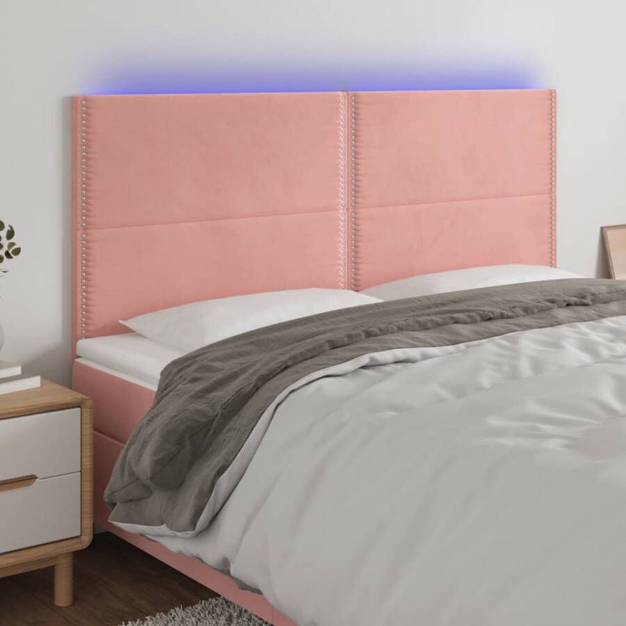 VIDAXL Hoofdbord LED 180x5x118 128 cm fluweel roze