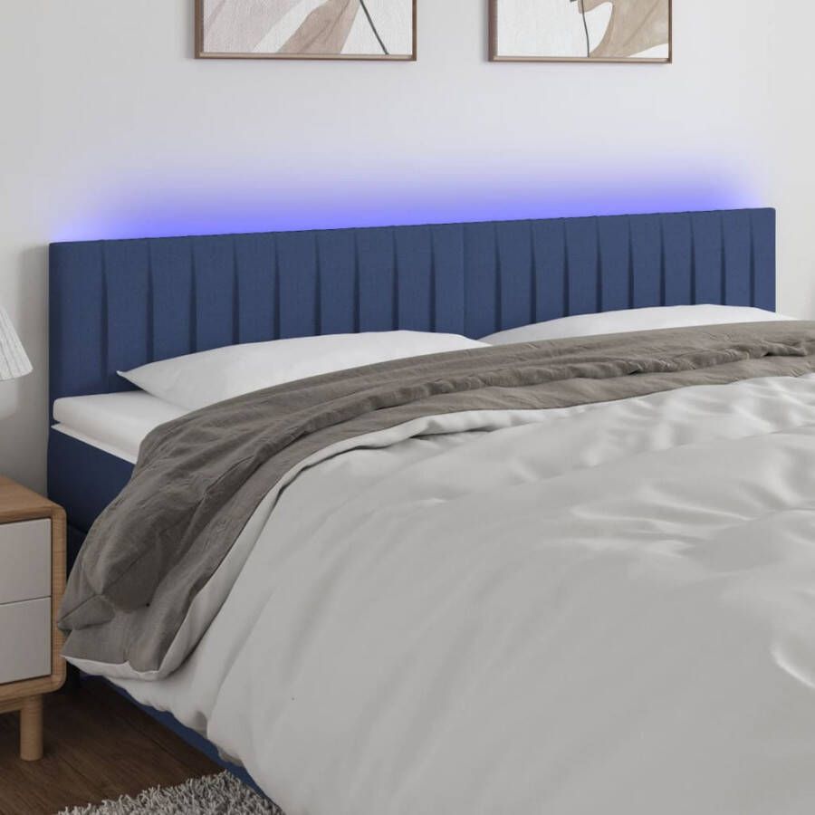 VIDAXL Hoofdbord LED 180x5x78 88 cm stof blauw