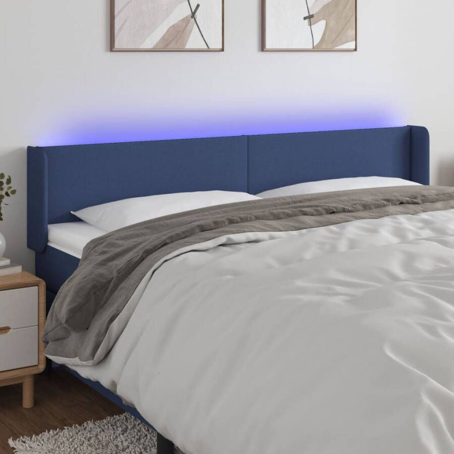 VidaXL Hoofdbord LED 183x16x78 88 cm stof blauw