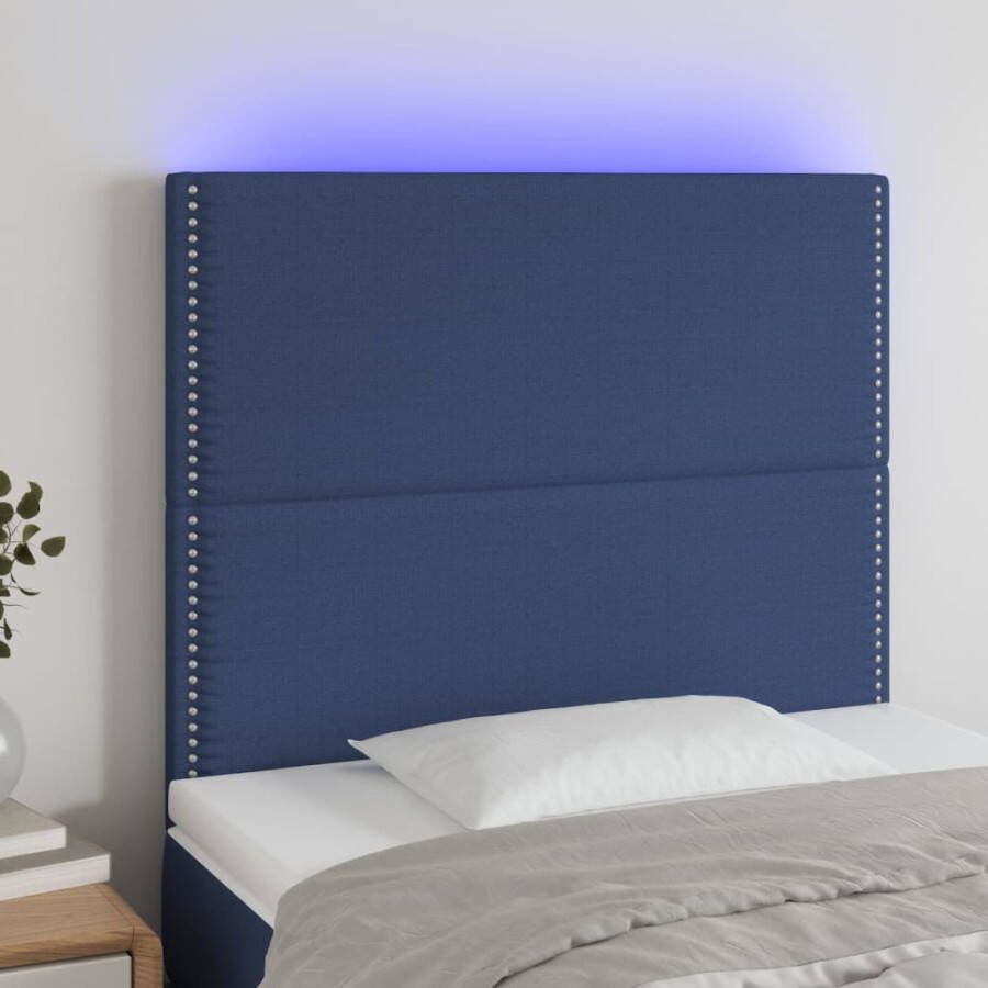 VIDAXL Hoofdbord LED 80x5x118 128 cm stof blauw