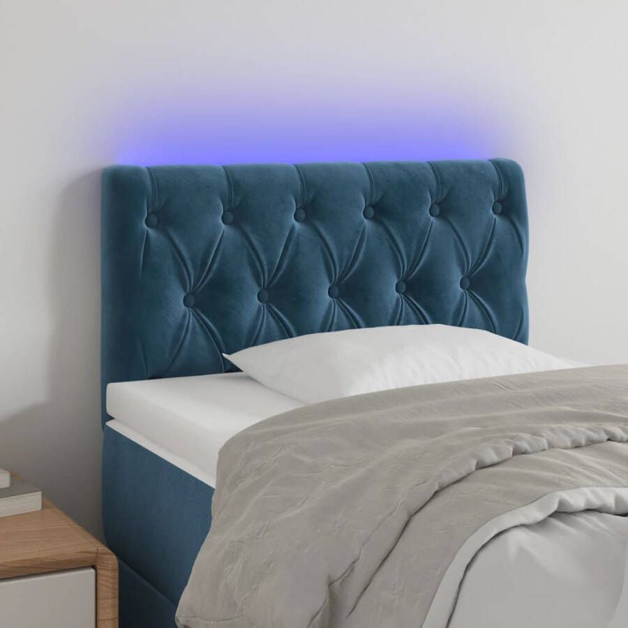 VIDAXL Hoofdbord LED 80x7x78 88 cm fluweel donkerblauw - Foto 3