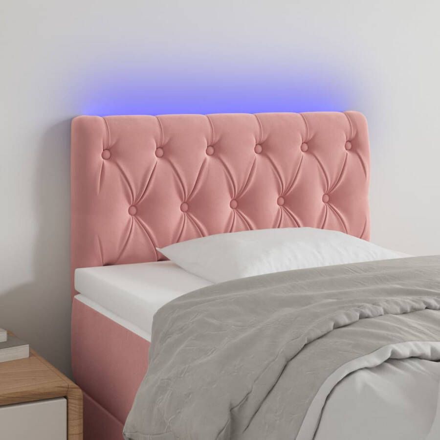VIDAXL Hoofdbord LED 80x7x78 88 cm fluweel roze - Foto 4
