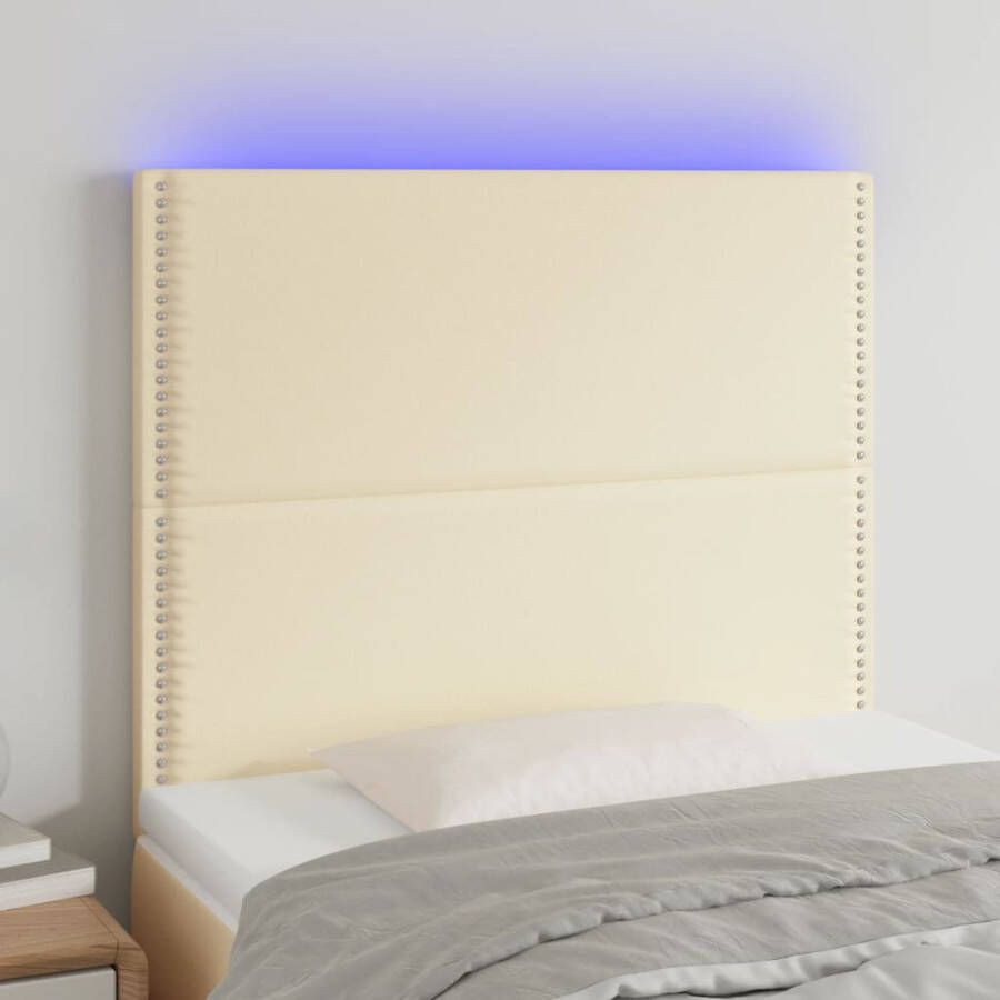 VIDAXL Hoofdbord LED 90x5x118 128 cm kunstleer crèmekleurig