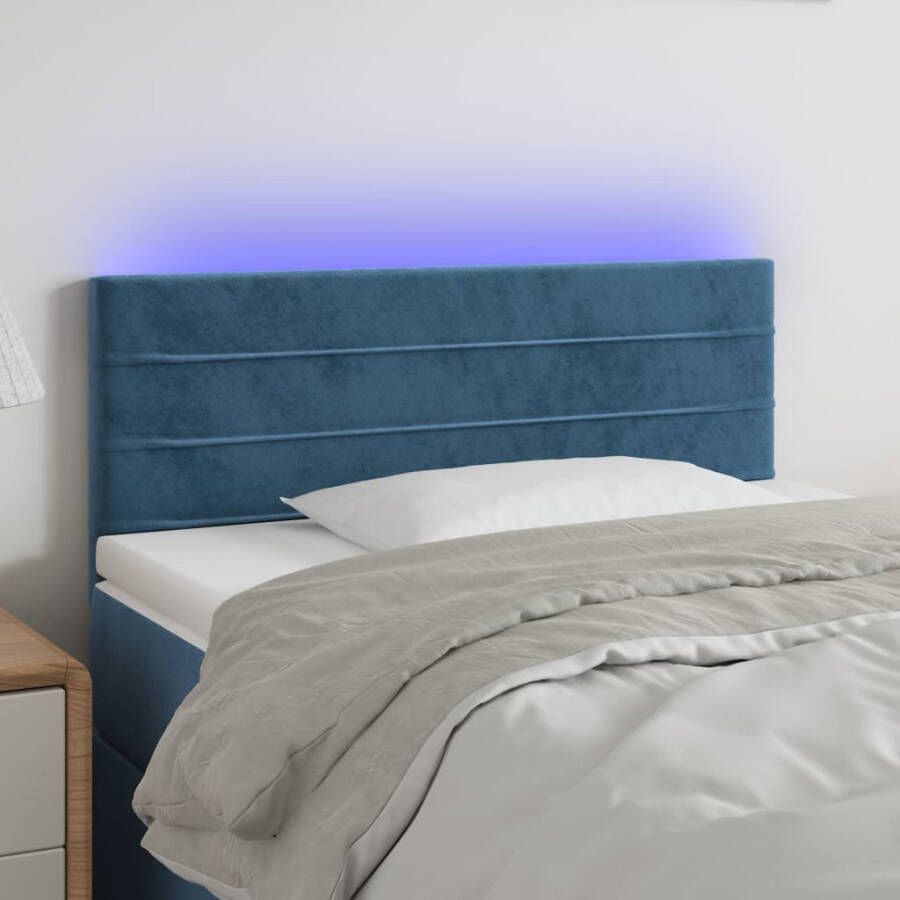 VIDAXL Hoofdbord LED 90x5x78 88 cm fluweel donkerblauw