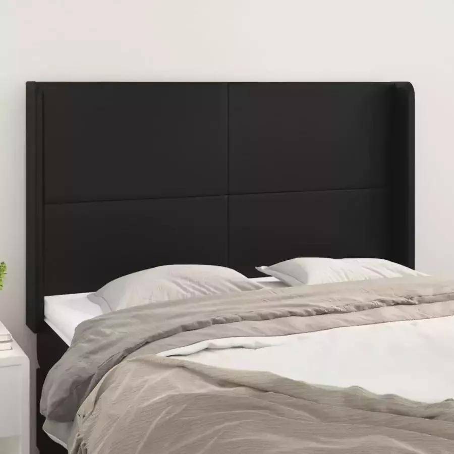 VidaXL Hoofdbord met randen 147x16x118 128 cm kunstleer zwart