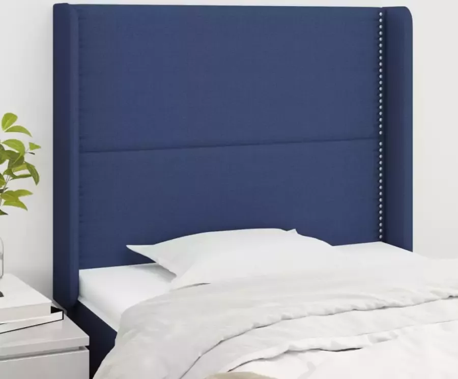 VIDAXL Hoofdbord met randen 83x16x118 128 cm stof blauw - Foto 2