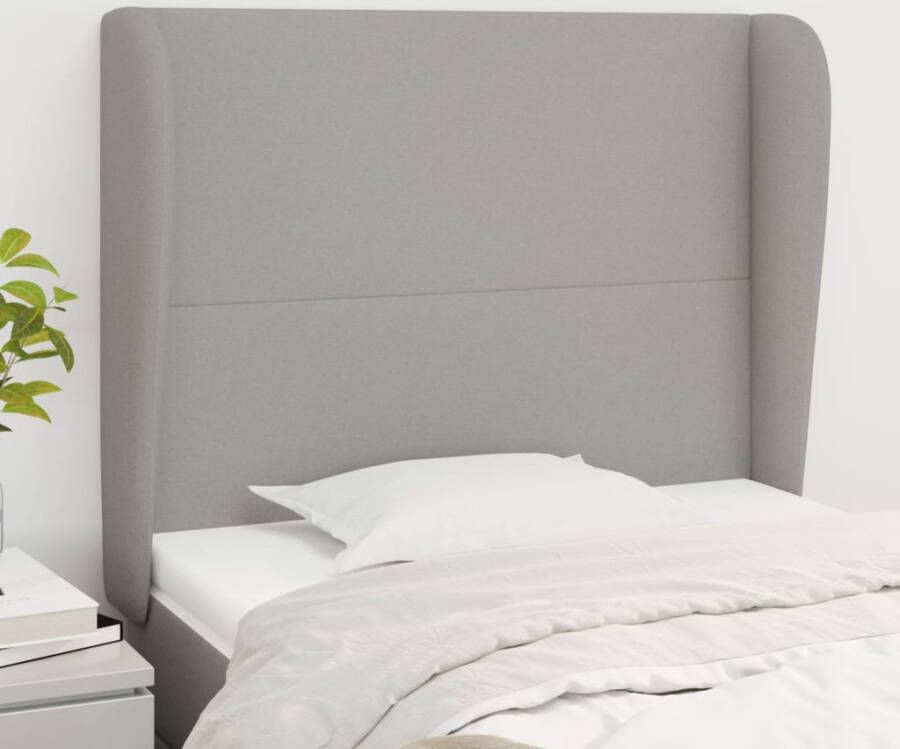 VidaXL Hoofdbord met randen 83x23x118 128 cm stof lichtgrijs