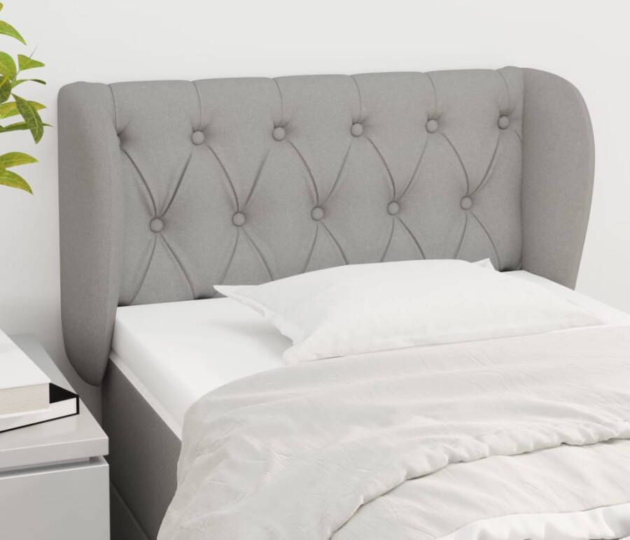 VidaXL Hoofdbord met randen 83x23x78 88 cm stof lichtgrijs - Foto 2