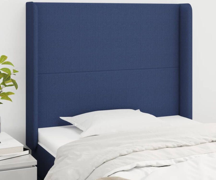 VidaXL Hoofdbord met randen 93x16x118 128 cm stof blauw - Foto 2