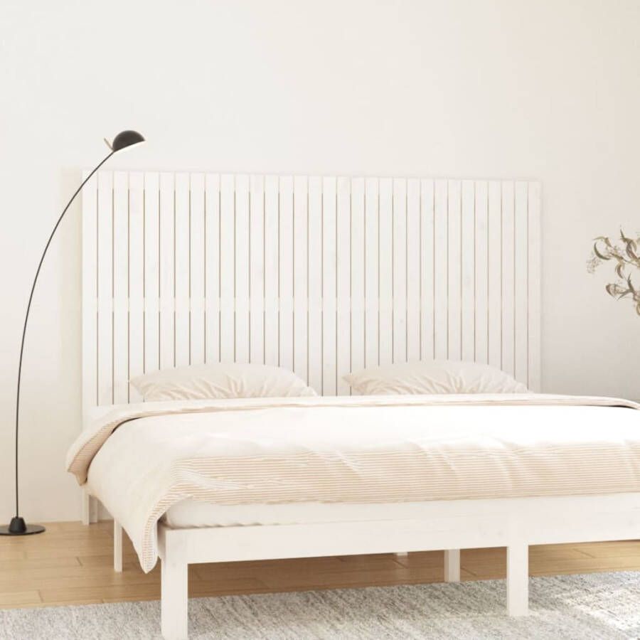 VIDAXL Hoofdbord wandmontage 204x3x110 cm massief grenenhout wit