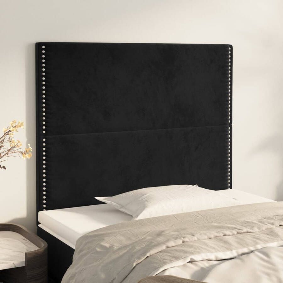 VidaXL Hoofdborden 2 st 100x5x78 88 cm fluweel zwart - Foto 2