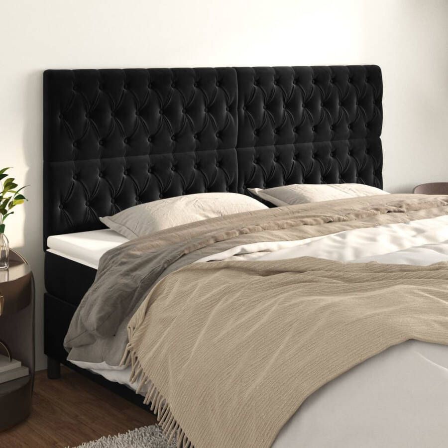 VidaXL Hoofdborden 4 st 90x7x78 88 cm fluweel zwart