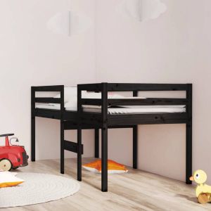 VidaXL -Hoogslaper-massief-grenenhout-zwart-75x190-cm