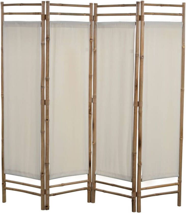 VidaXL -Kamerscherm-4-panelen-inklapbaar-160-cm-bamboe-en-canvas