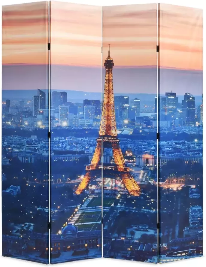VIDAXL Kamerscherm inklapbaar Parijs bij nacht 160x170 cm