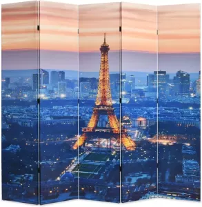VIDAXL Kamerscherm inklapbaar Parijs bij nacht 200x170 cm