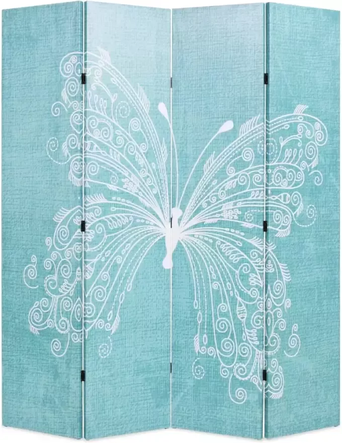 VIDAXL Kamerscherm inklapbaar vlinder 160x170 cm blauw