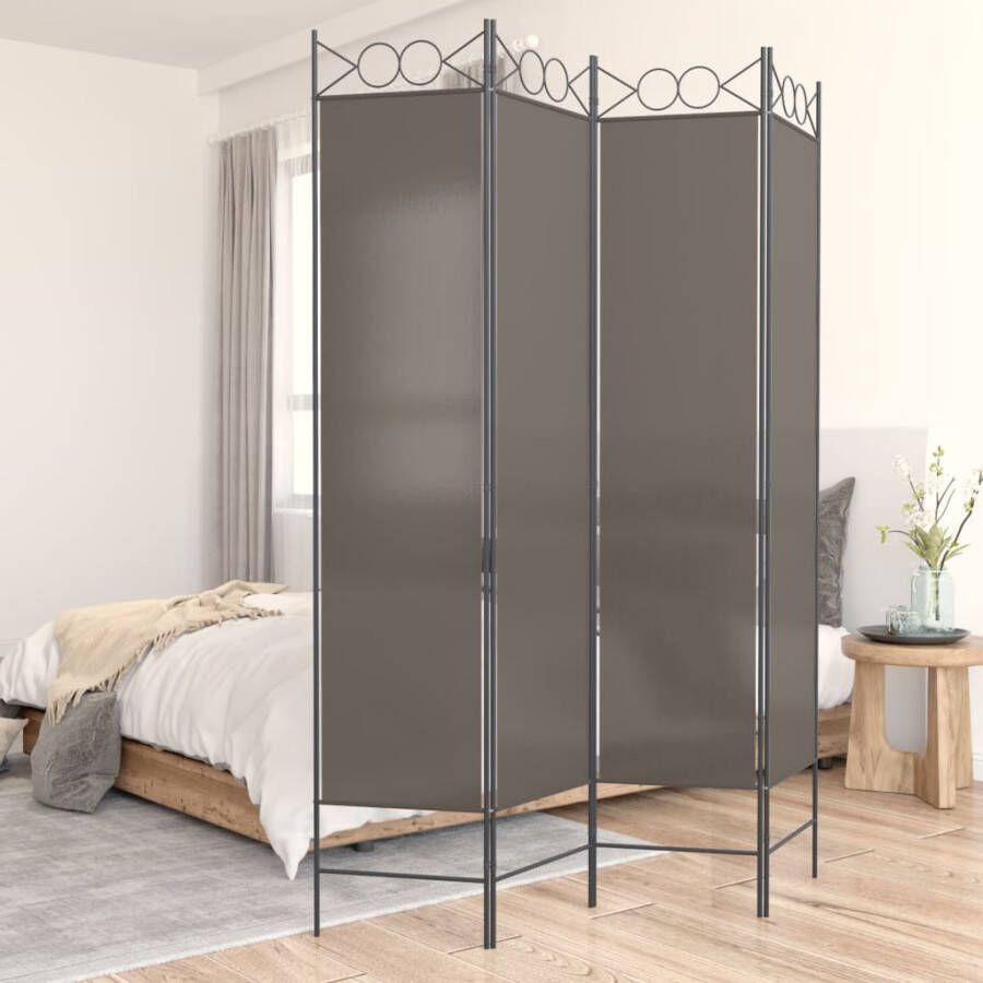 VidaXL -Kamerscherm-met-4-panelen-160x200-cm-stof-antracietkleurig - Foto 2