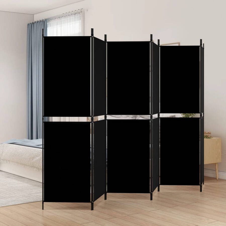 VidaXL -Kamerscherm-met-6-panelen-300x180-cm-stof-zwart