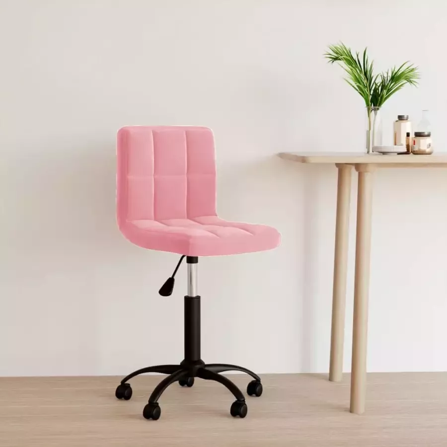 VIDAXL Kantoorstoel draaibaar fluweel roze - Foto 1