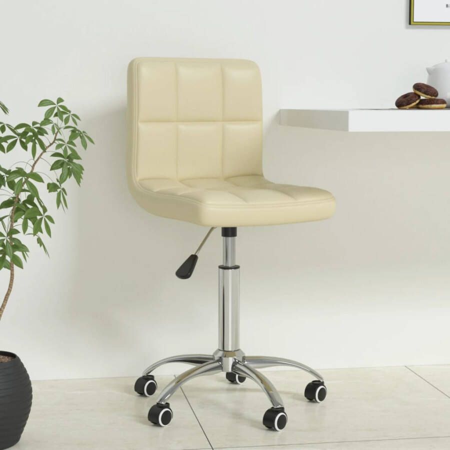 VIDAXL Kantoorstoel draaibaar kunstleer crèmekleurig - Foto 1