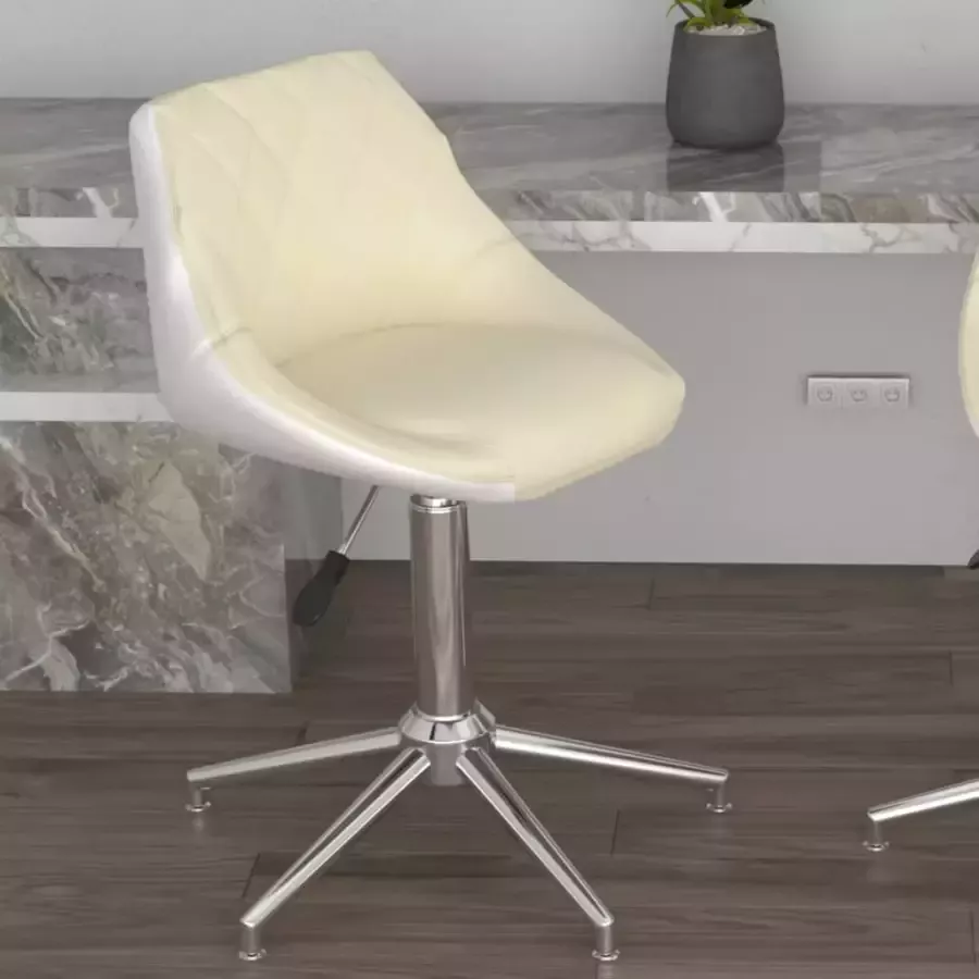 VIDAXL Kantoorstoel draaibaar kunstleer crèmekleurig en wit - Foto 1