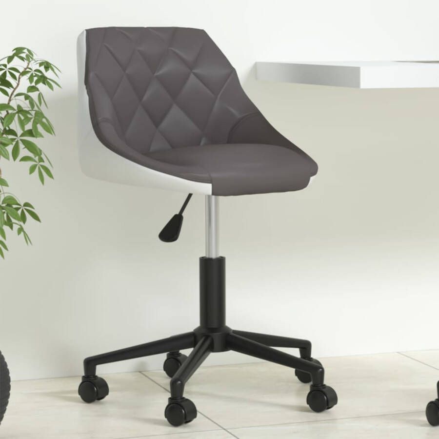 VidaXL Kantoorstoel draaibaar kunstleer grijs en wit - Foto 1