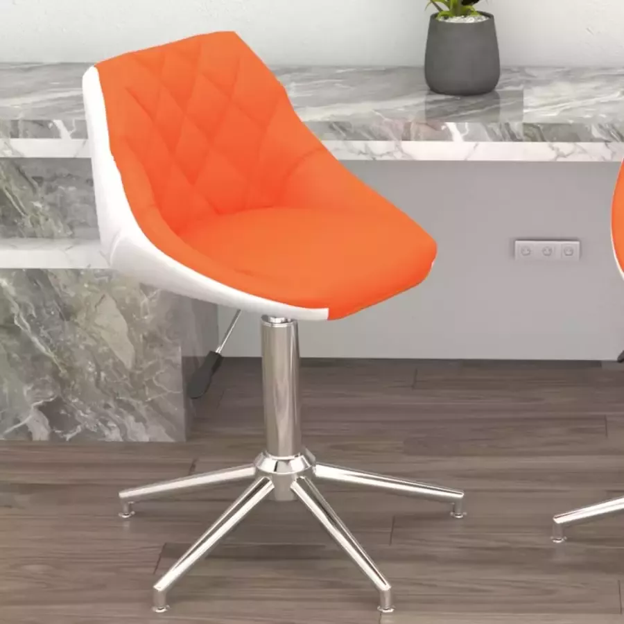 Prolenta Premium vidaXL Kantoorstoel draaibaar kunstleer oranje en wit