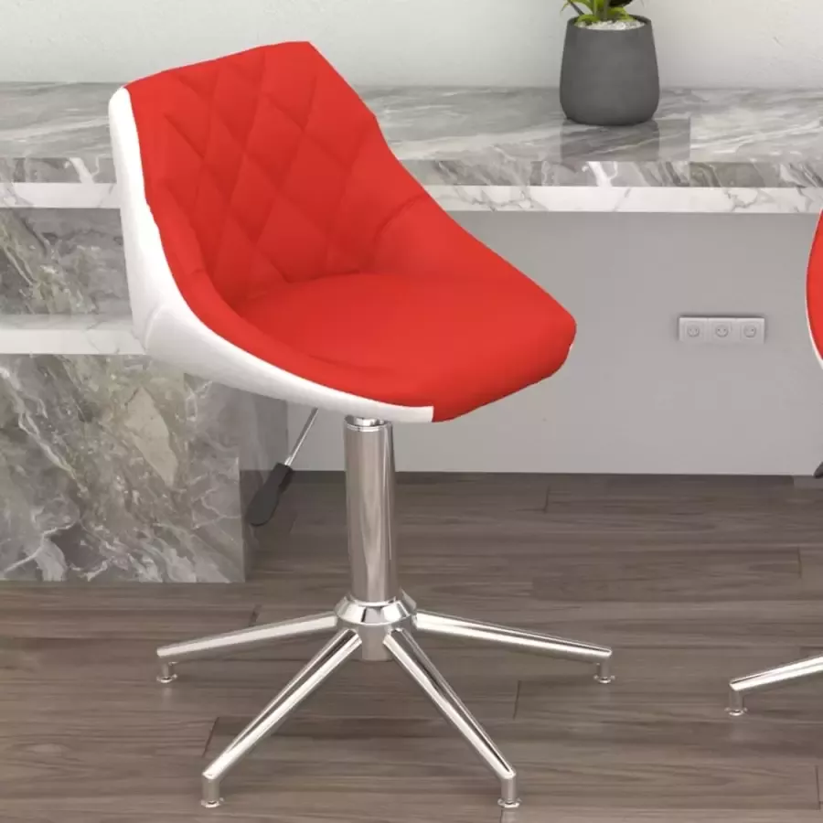 VIDAXL Kantoorstoel draaibaar kunstleer rood en wit - Foto 1