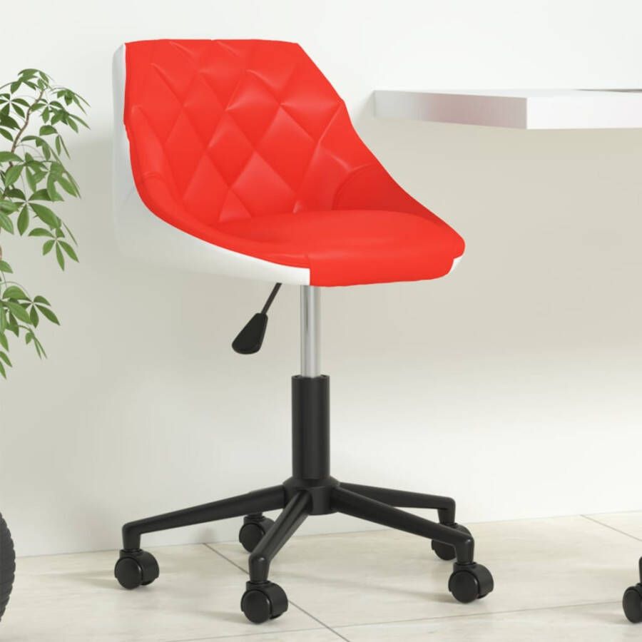 Prolenta Premium vidaXL Kantoorstoel draaibaar kunstleer rood en wit - Foto 1