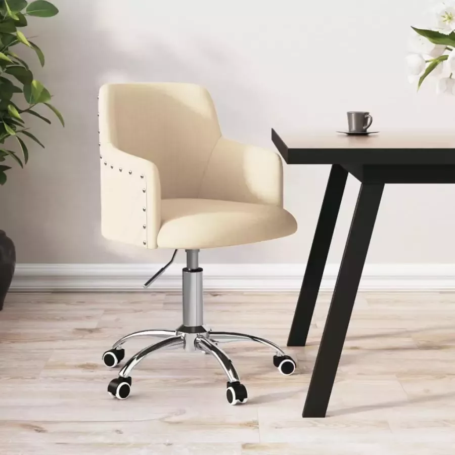 VidaXL Kantoorstoel draaibaar stof crèmekleurig