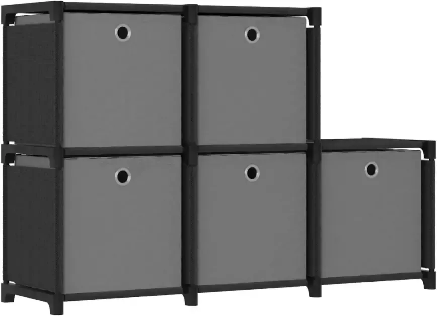 VidaXL -Kast-met-6-vakken-met-boxen-103x30x72 5-cm-stof-zwart - Foto 5