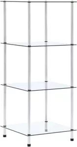VIDAXL Kastje 4-laags 40x40x100 cm gehard glas transparant