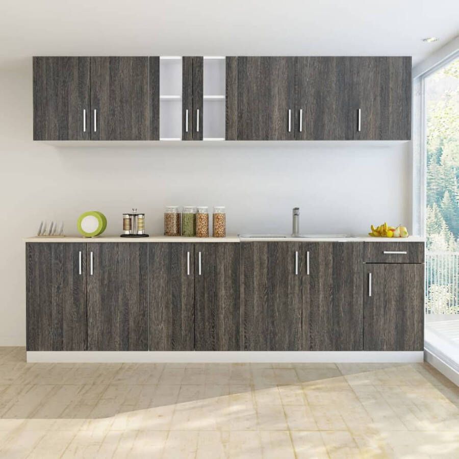VIDAXL Keukenkastenset met gootsteenkast wenge-look 8-delig