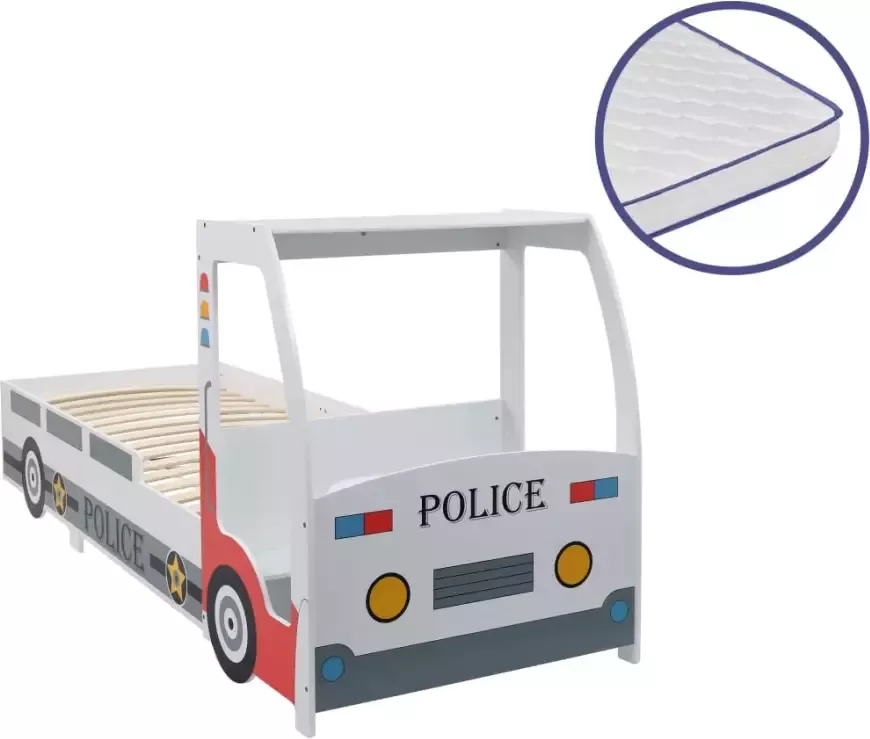 VidaXL -Kinderbed-politieauto-met-traagschuim-matras-90x200-cm