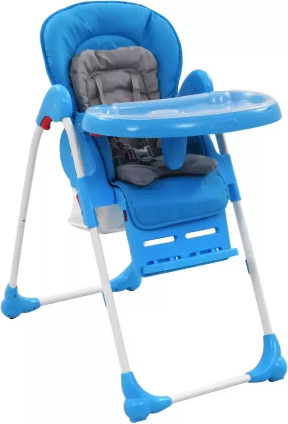 VidaXL Kinderstoel hoog blauw en grijs
